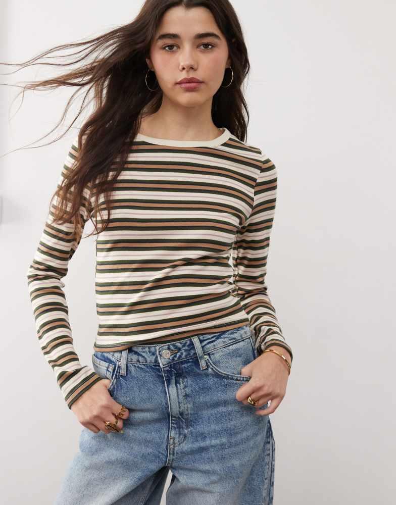 Miss Selfridge Miss Selfridge retro stripe long sleeve top