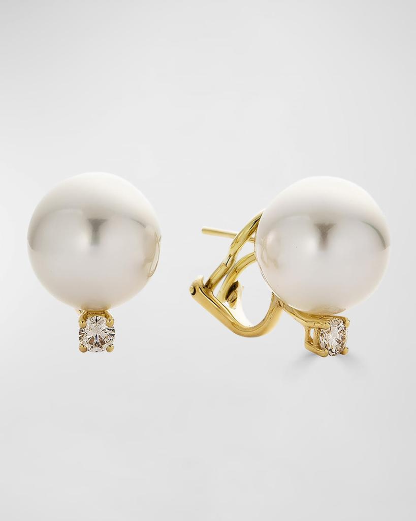 Belpearl Belpearl 18K Yellow Gold 11mm South Sea Pearl and Diamond Earrings