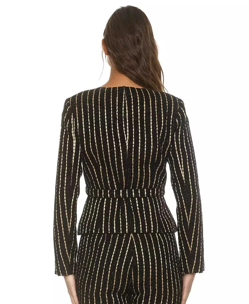 ALEXIA ADMOR Women
s Arjun Tweed Long Sleeve Scoop Neck Sweater Jacket 3