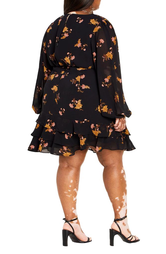 City Chic Mackenzie Floral Long Sleeve Minidress
