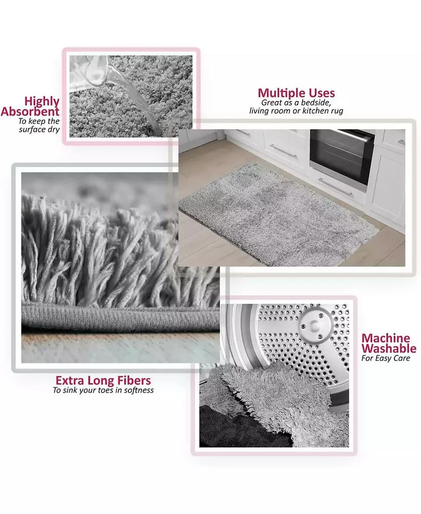 Clara Clark Ultra Soft Non Slip Shaggy 3 Piece Bath Rug, Small, Medium 
Contour 3