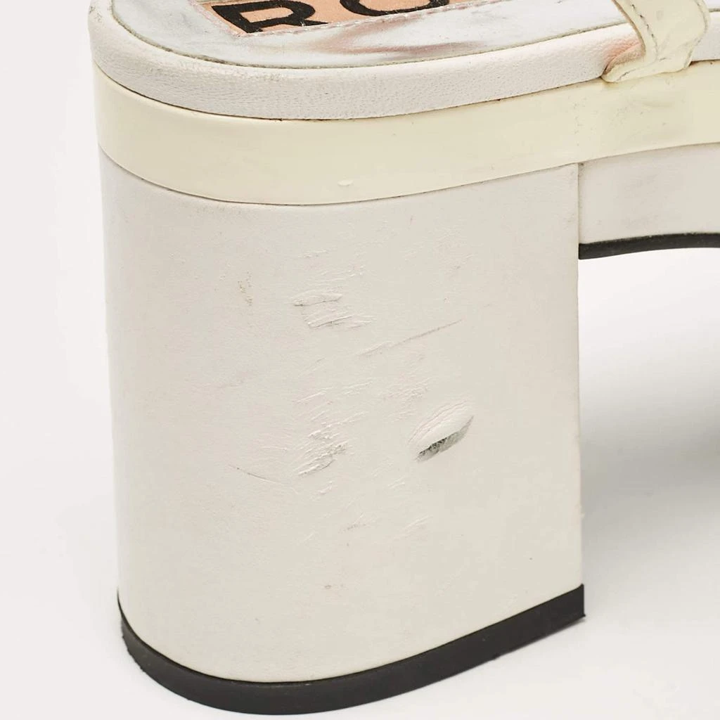 ROCHAS Rochas White Leather Cutout Platform Ankle Strap Sandals Size 38 8
