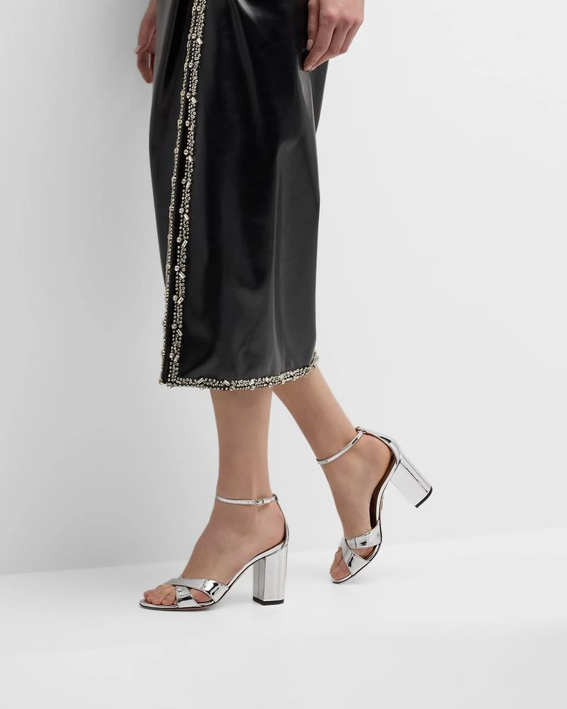 Aquazzura Divine Metallic Crisscross Ankle-Strap Sandals 2