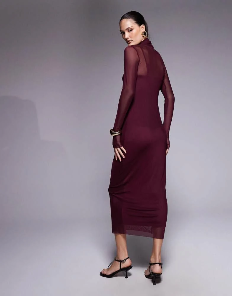 knee length dresses for ladies PINK SHAILENE POWER MESH TURTLENECK MIDI DRESS | AFRM