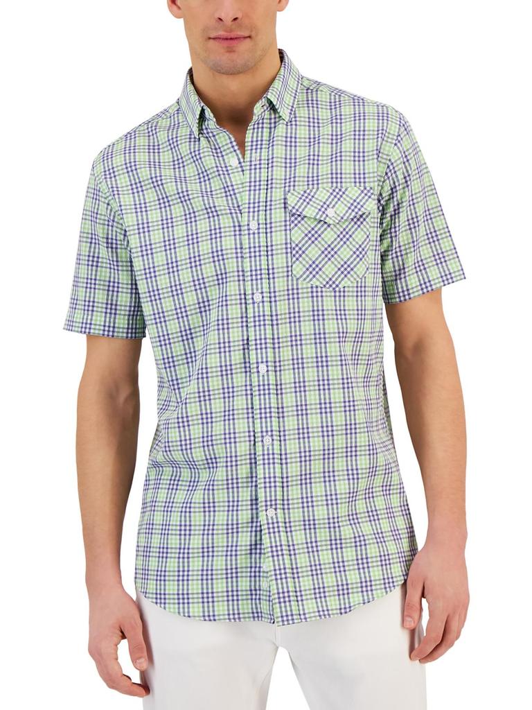 Club Room Mens Plaid Woven Button-Down Shirt