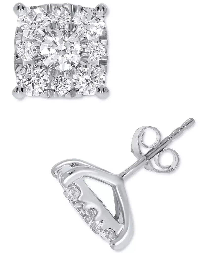 Macy's Diamond Square Cluster Stud Earrings (2 ct. t.w.) 1