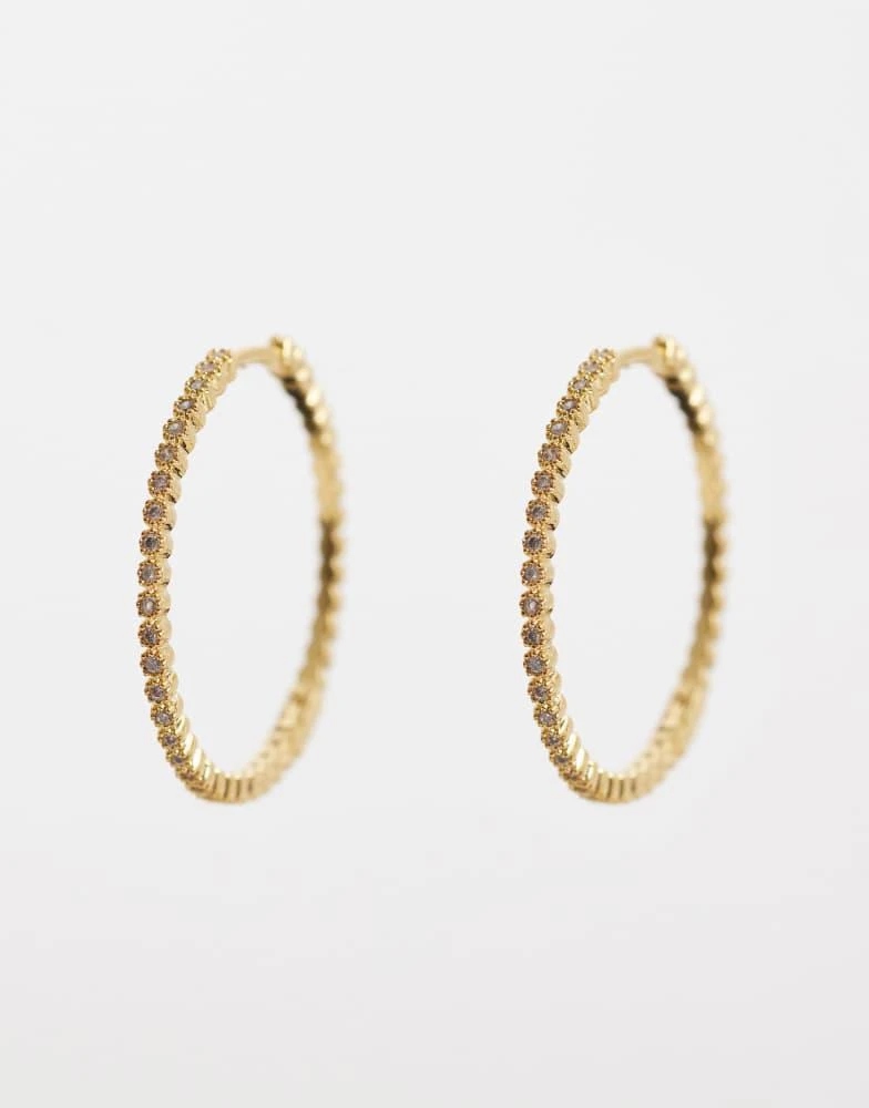 Orelia Orelia fine pave mid-size hoop earrings in 18k gold plated
