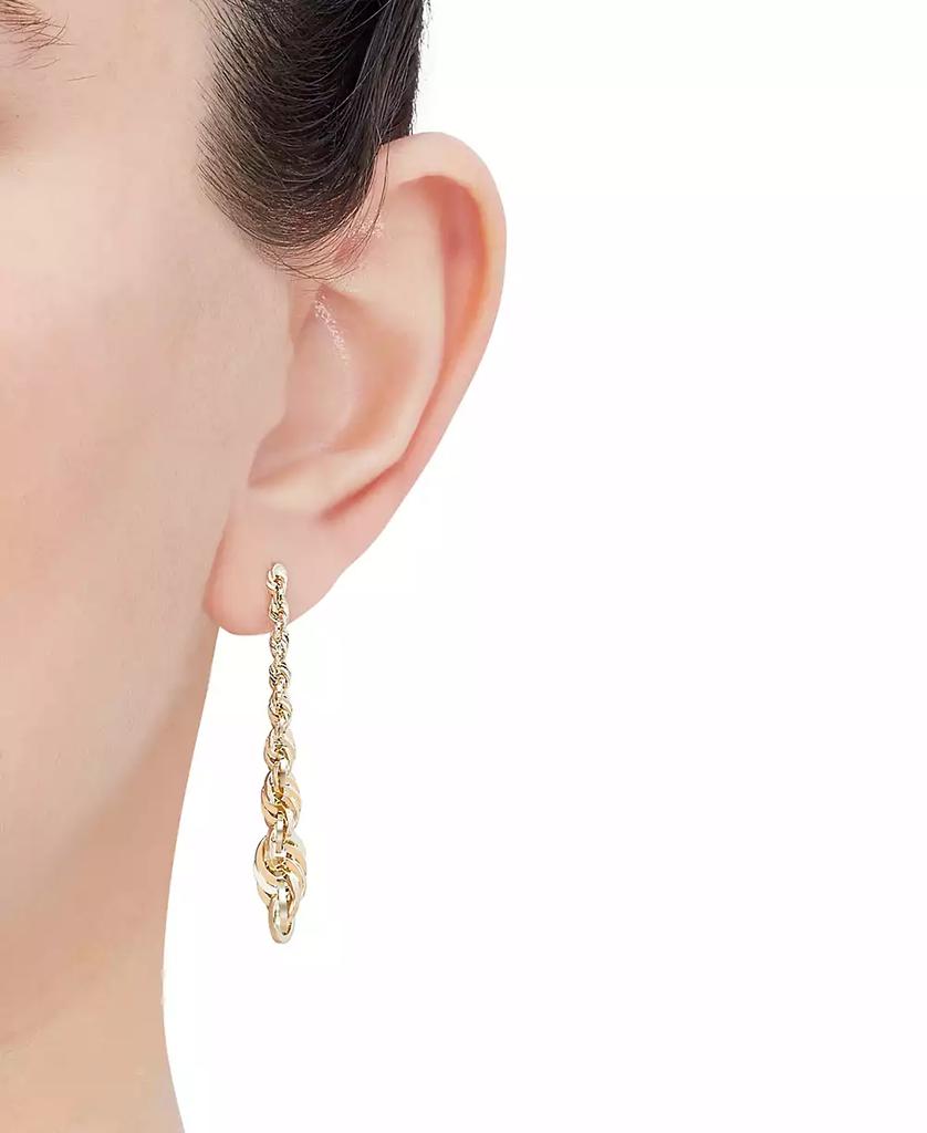 Italian Gold Graduated Rope Linear Earrings in 14k Gold, 1 1/2 inch