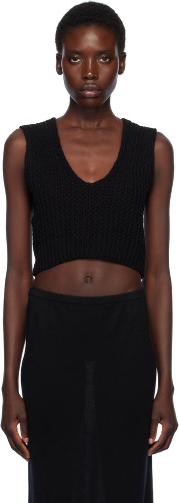 LAUREN MANOOGIAN Black Rack Shell Tank Top