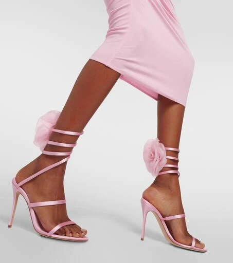 Magda Butrym Floral-appliqué satin sandals 4