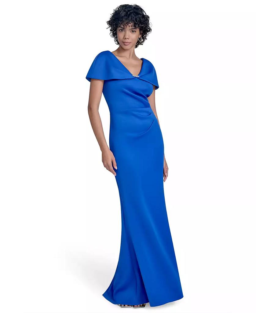 Jessica Howard Women's V-Neck Cape-Sleeve Gown