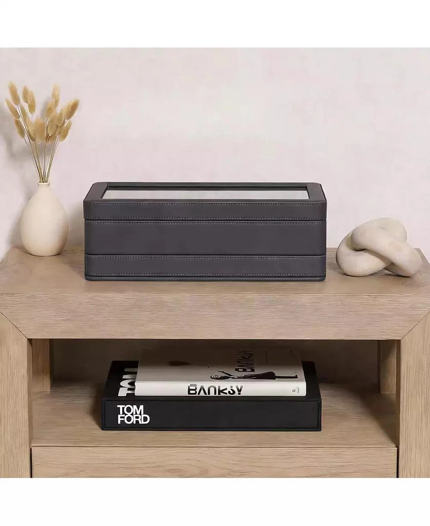 YIGII Luxury Watch Box - 12 Watches, PU Leather, Glass Lid, Accessory Drawer 3