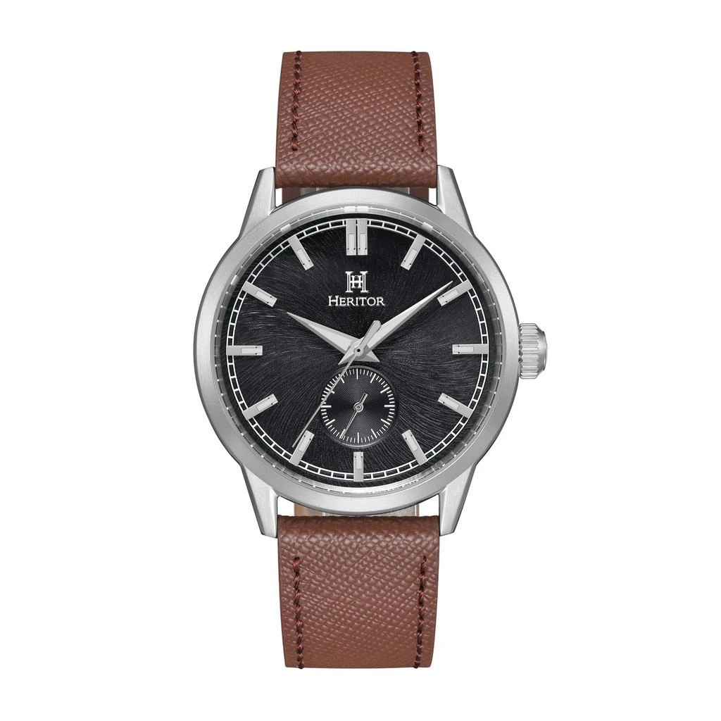Heritor Automatic Argento Leather-Band Watch 7