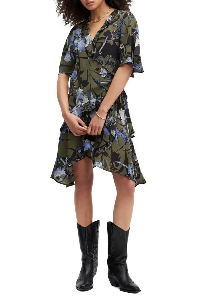 ALL SAINTS Meagan Floral Print Wrap Dress 6