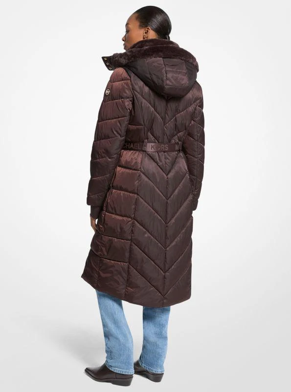 Michael Kors Faux Fur Trim Belted Puffer Coat 2