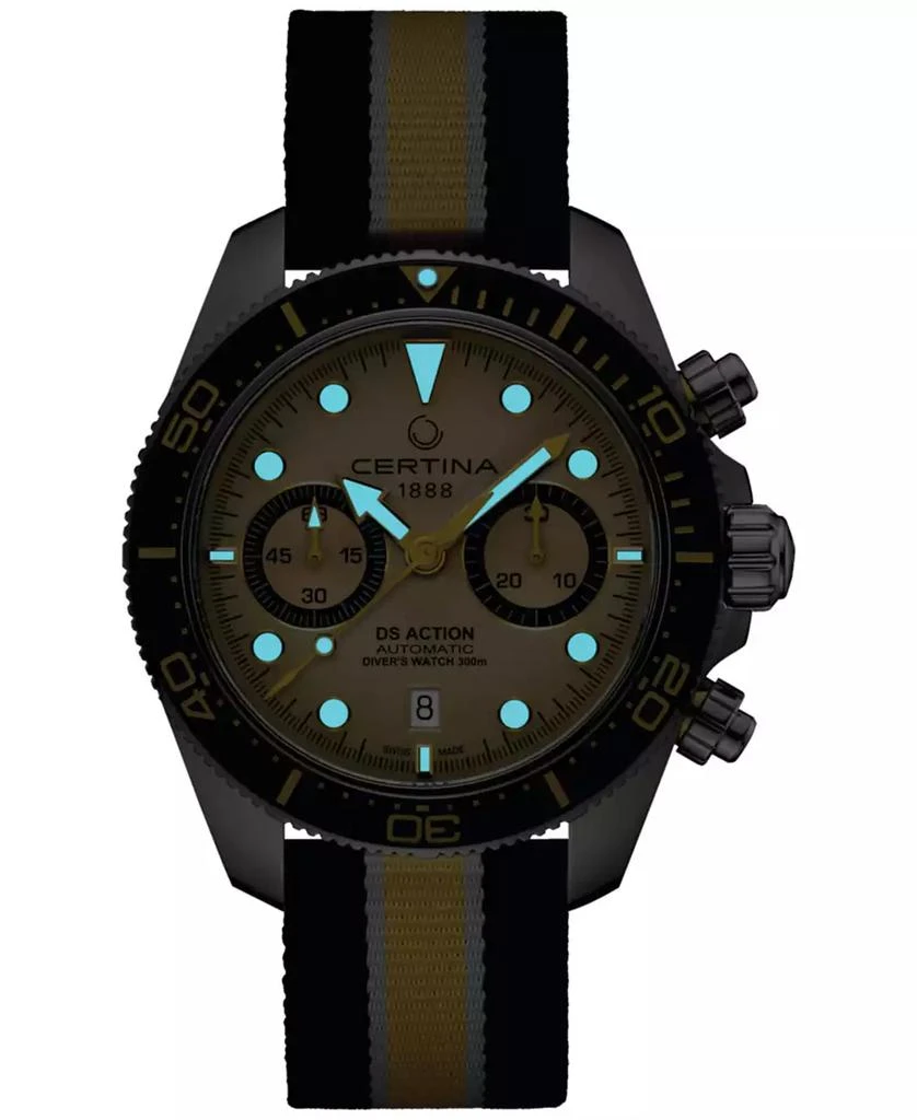 Certina Men's Swiss Automatic Chronograph DS Action Multicolor Nylon Strap Watch 45mm 5