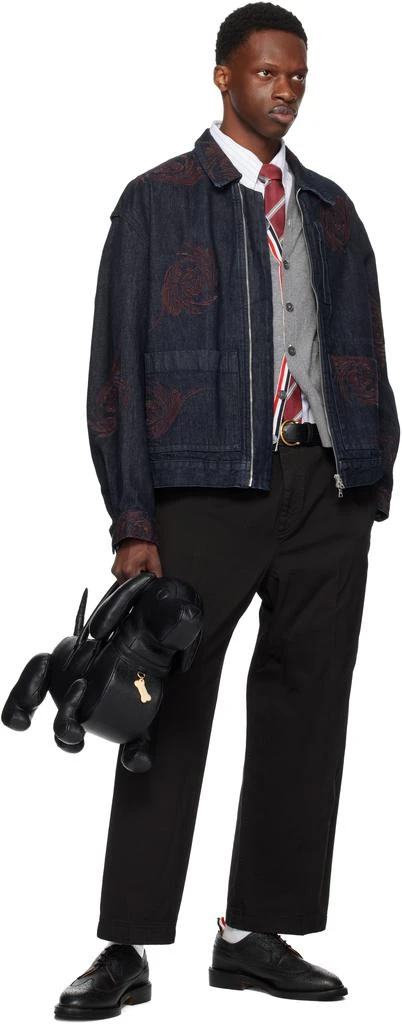 Thom Browne Black Pebble Grain Round Buckle Belt 3