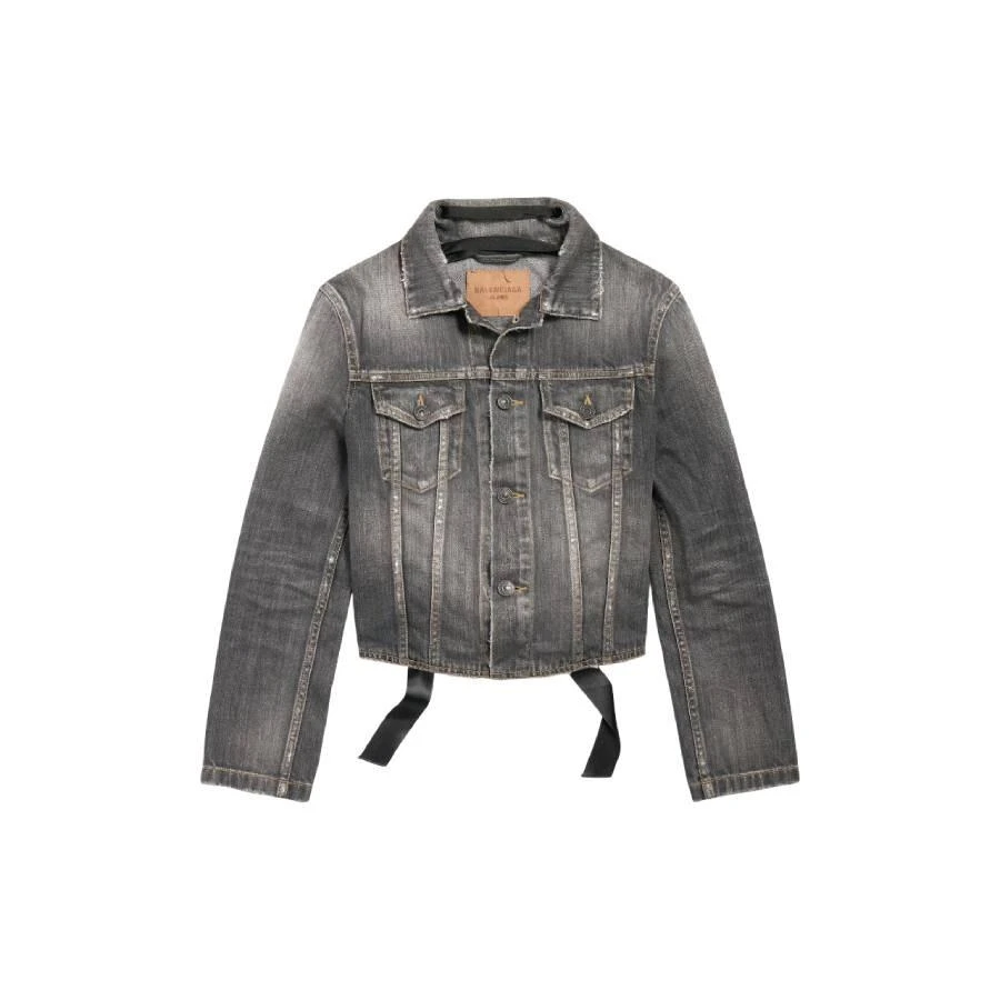 Balenciaga Stonewashed Cotton Lace-Up Denim Jacket