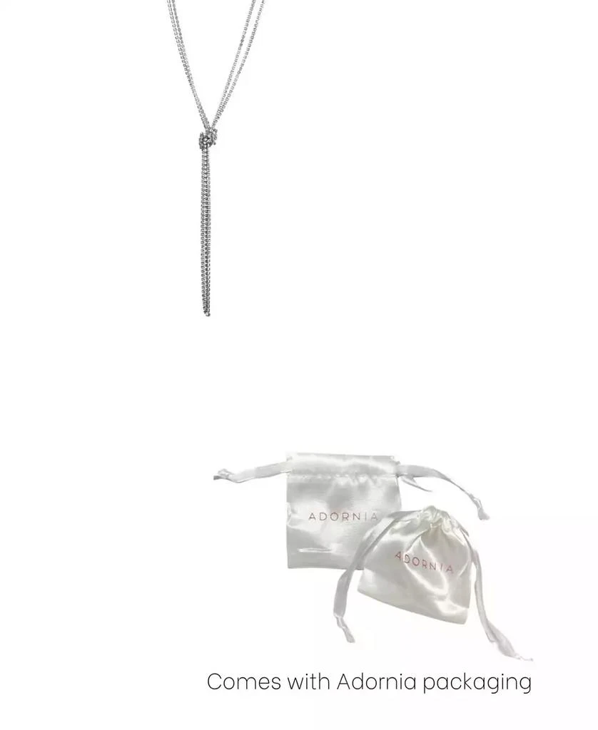 ADORNIA Silver Crystal 32" Tennis Knotted Lariat Necklace 3