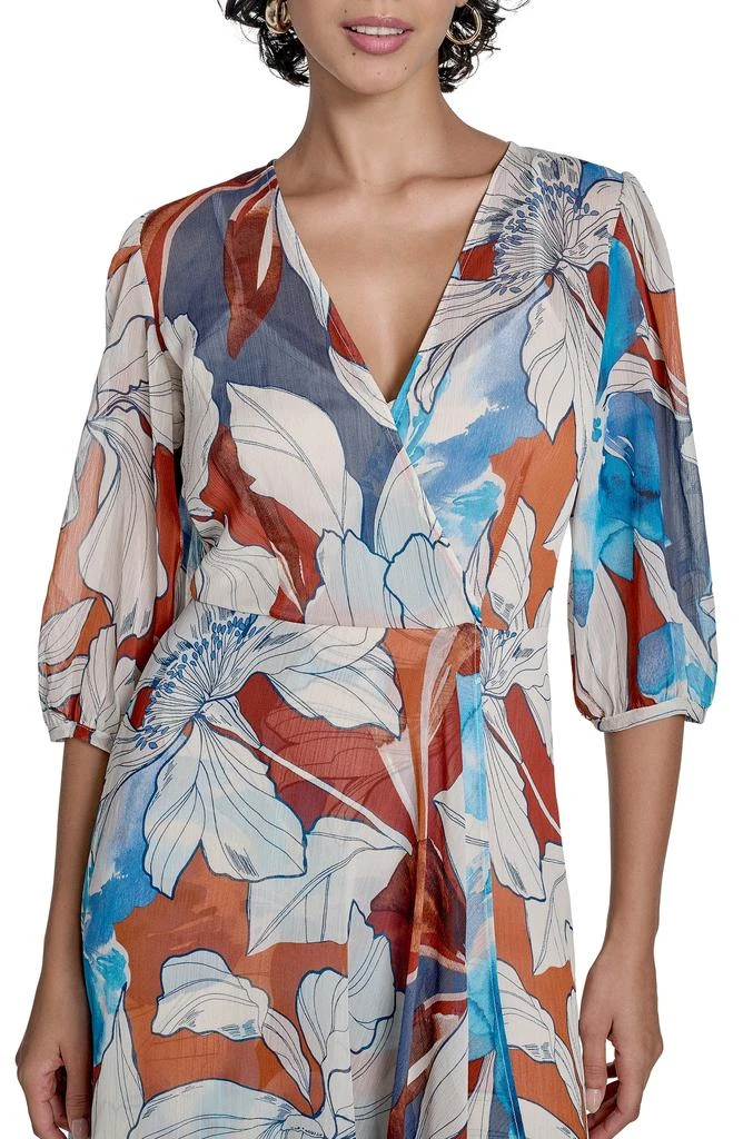 sachin and babi light blue dress Halston Women's Printed Belted Maxi Dress - Abstract Tweed main image 1