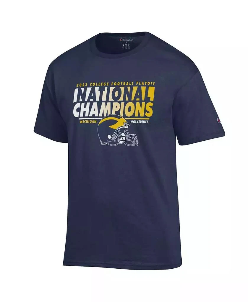 CHAMPION Men's Navy Michigan Wolverines College Football Playoff 2023 National Champions Helmet T-shirt 4