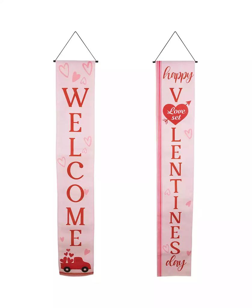 Northlight "Welcome" and "Happy Valentine's Day" Outdoor Door Banners, 71"