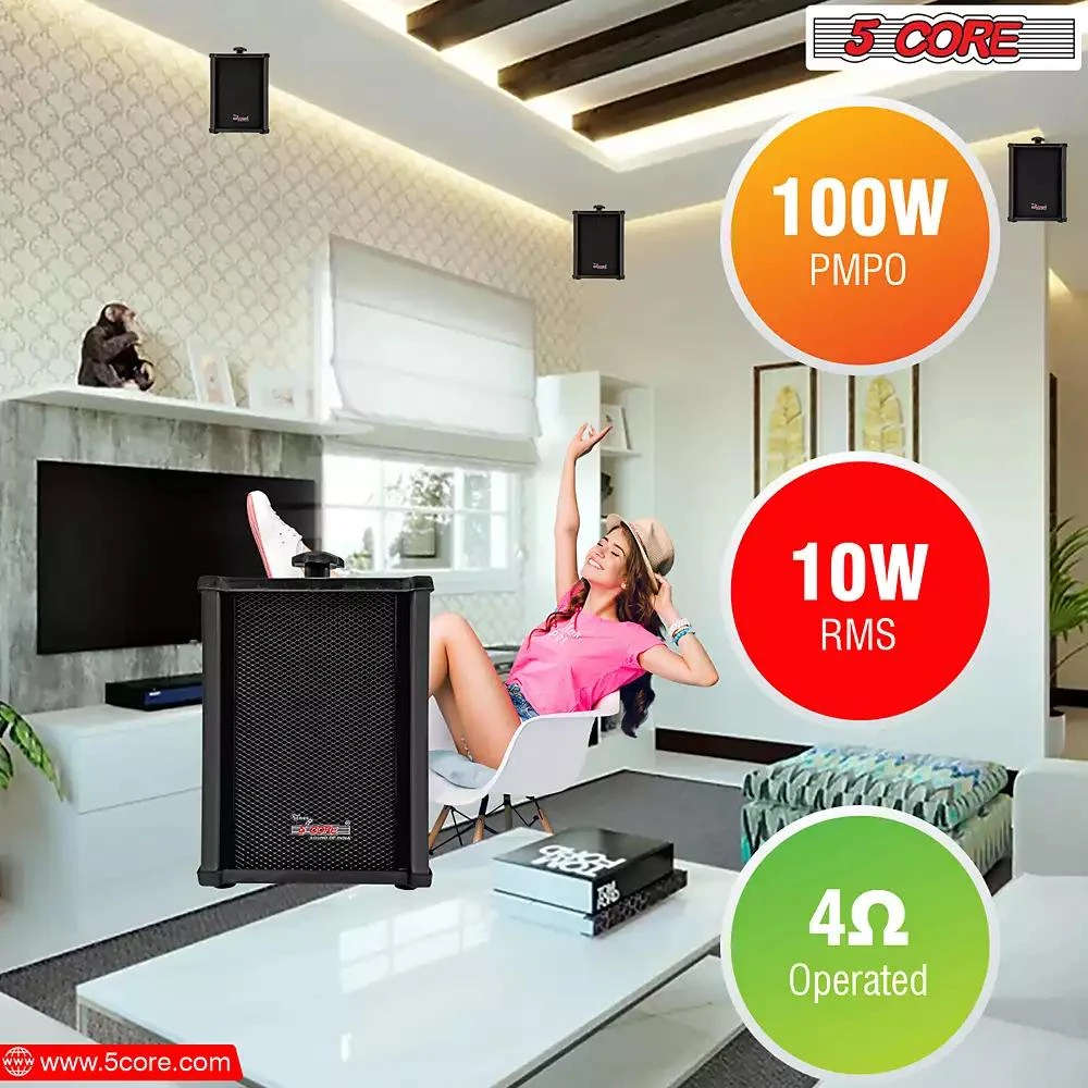 5 Core Outdoor Speakers Stereo In Wall 100W Peak Passive Home Audio System 2