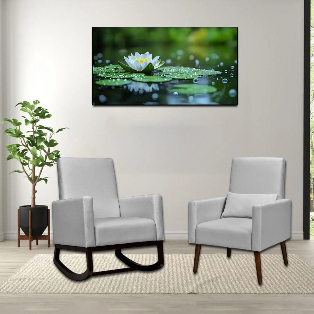 Hivvago Modern 2-in-1 Upholstered Rocker Chair with Supportive Lumbar Cushion