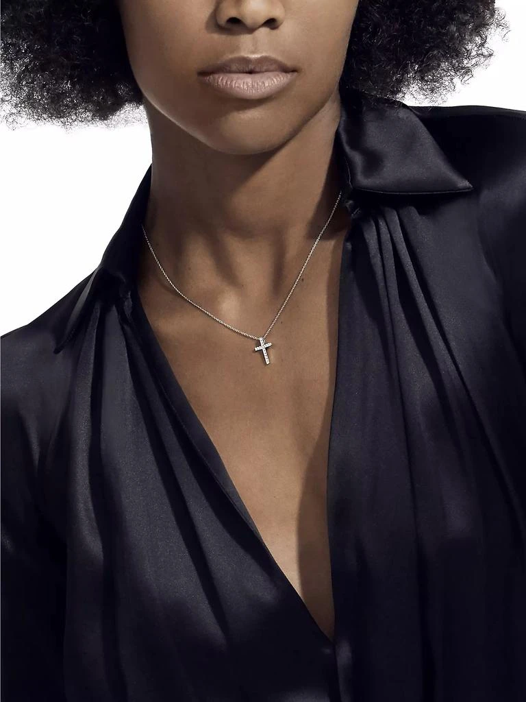De Beers Classic Diamond & 18K White Gold Cross Pendant Necklace 2