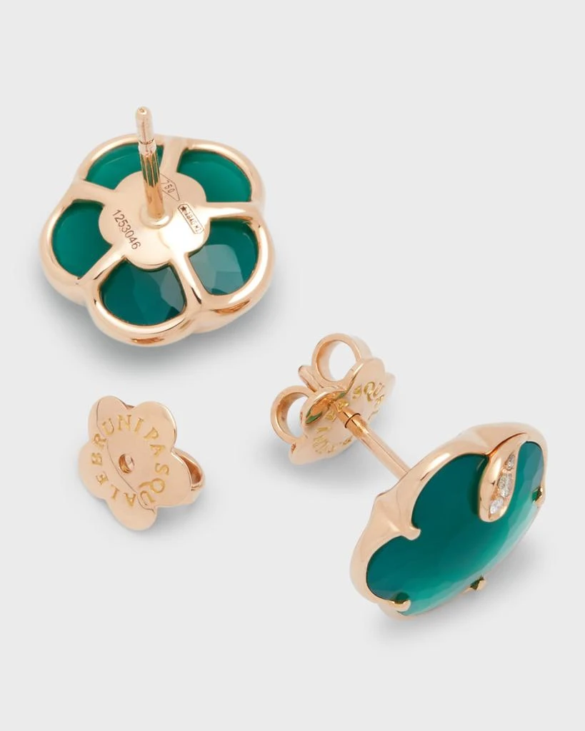 Pasquale Bruni Petite Joli Green Agate Floral Stud Earrings with Diamonds 4