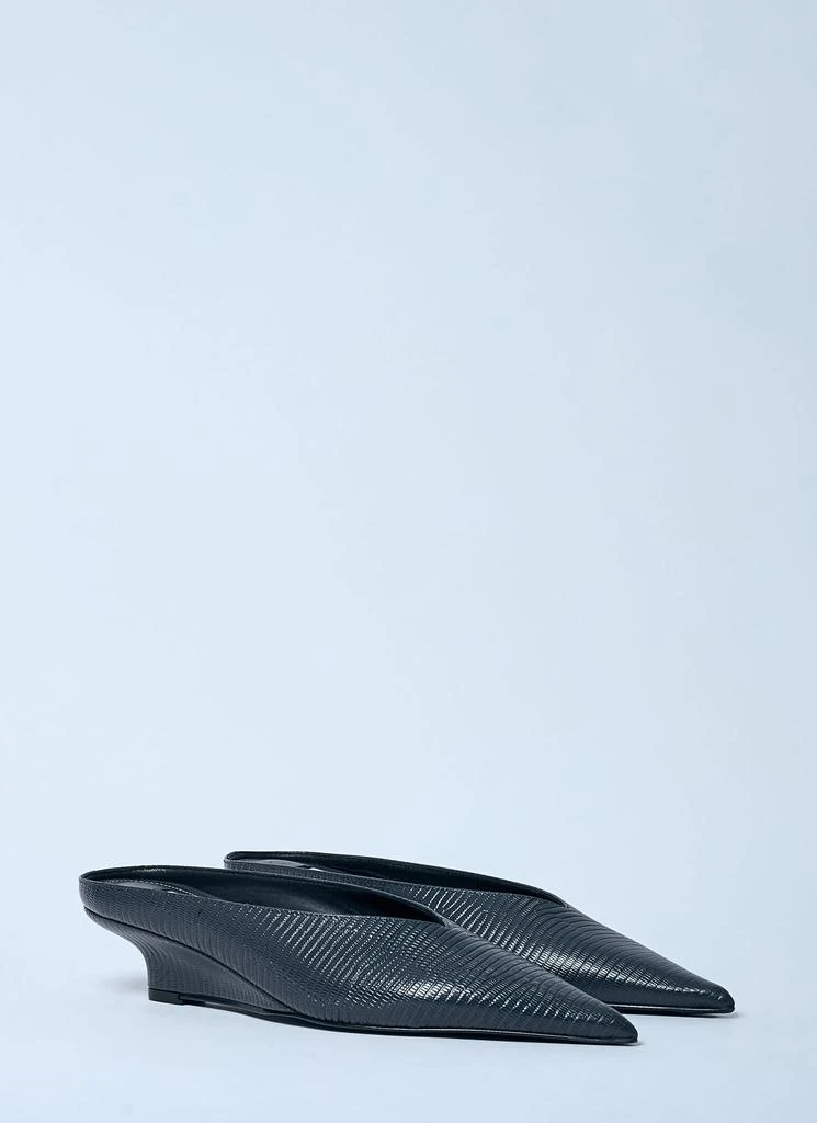 Totême Sharp Lizard-Embossed Wedge Mules 2