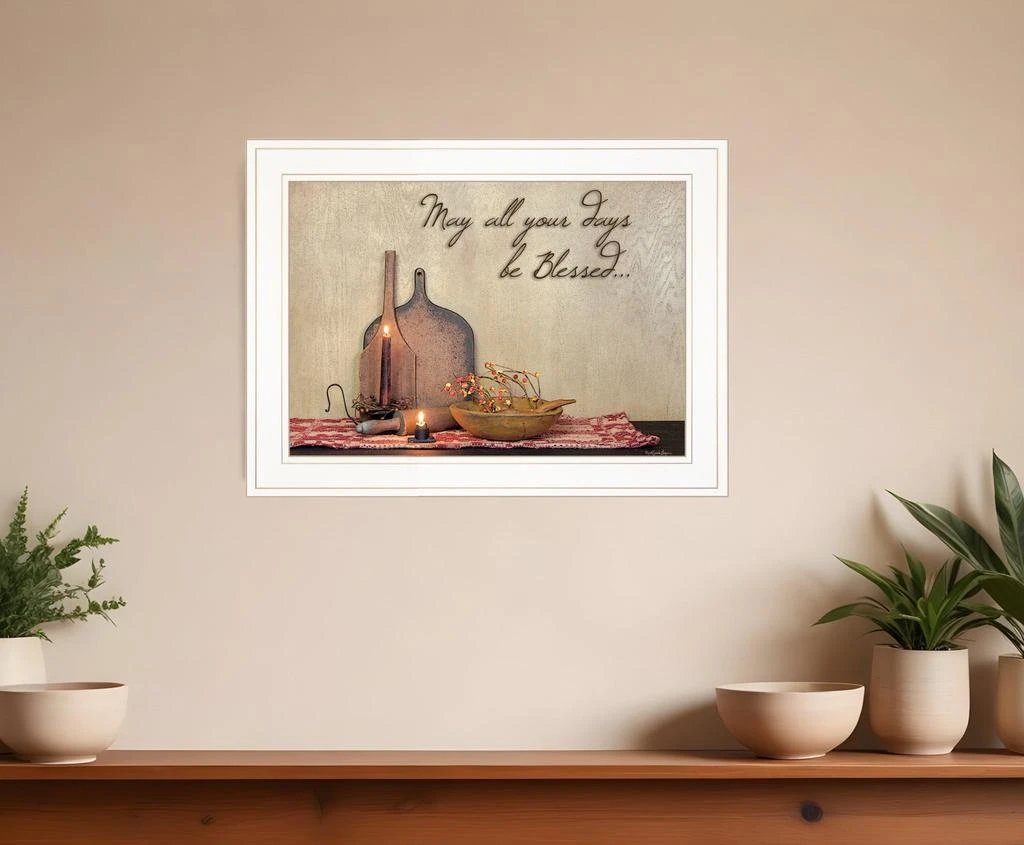 Hivvago May All Your Days be Blessed Collection White Framed Print Wall Art