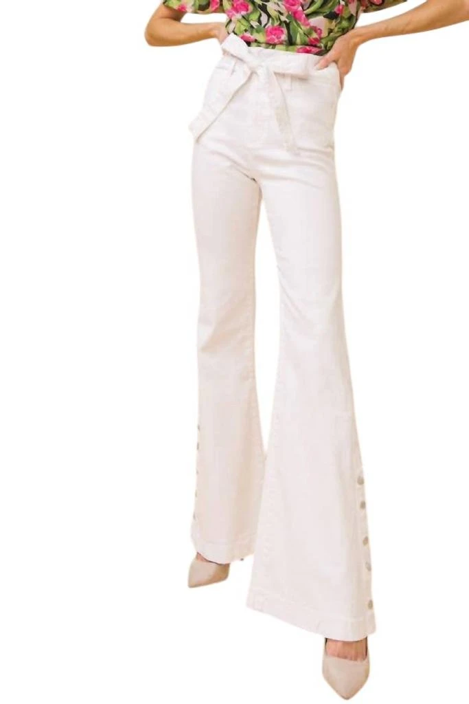 FLYING TOMATO Denim Flare Leg Jeans In White 1