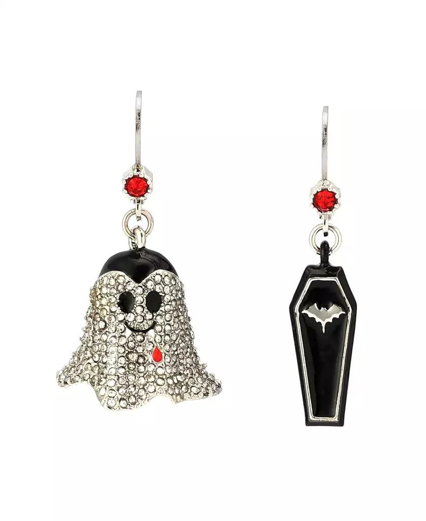 Betsey Johnson Faux Stone Halloween Vampire Coffin Mismatch Earrings 1