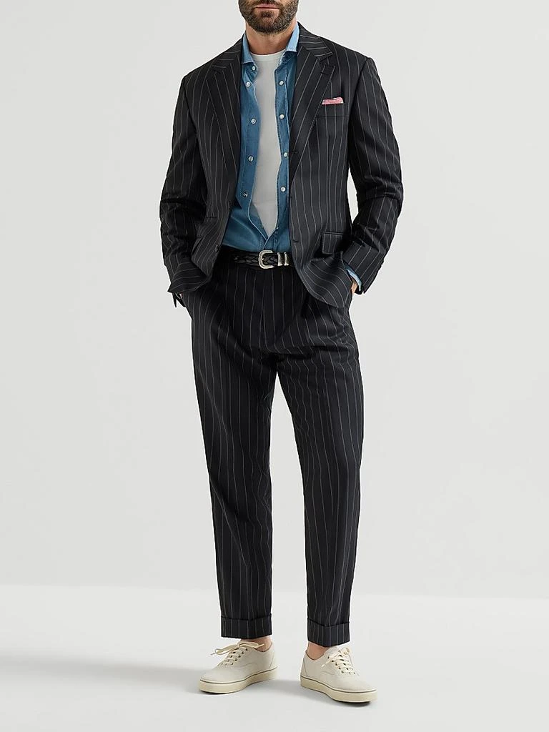 Brunello Cucinelli Super 150s Virgin Wool Wide Chalk Stripe Batavia Blazer 6