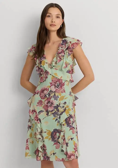 Ralph Lauren Ralph Lauren Petite Floral Ruffle Trim Georgette Dress 3