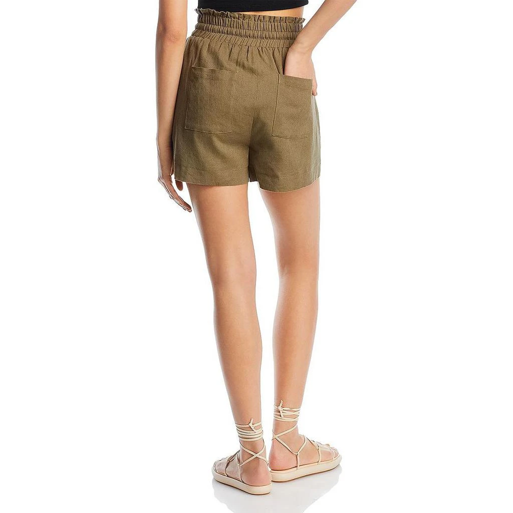 Avec Les Filles Womens Linen Blend Smocked High-Waist Shorts 2