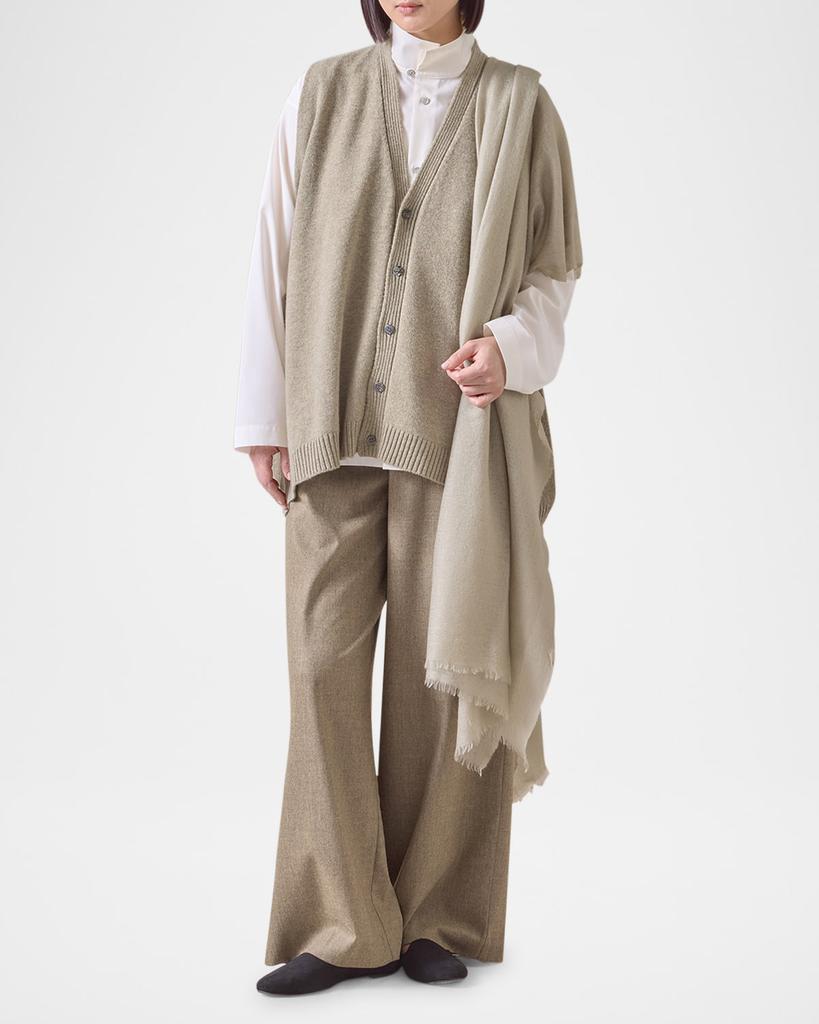 Eskandar Cashmere A-Line Sleeveless V-Neck Cardigan (Mid Plus Length)