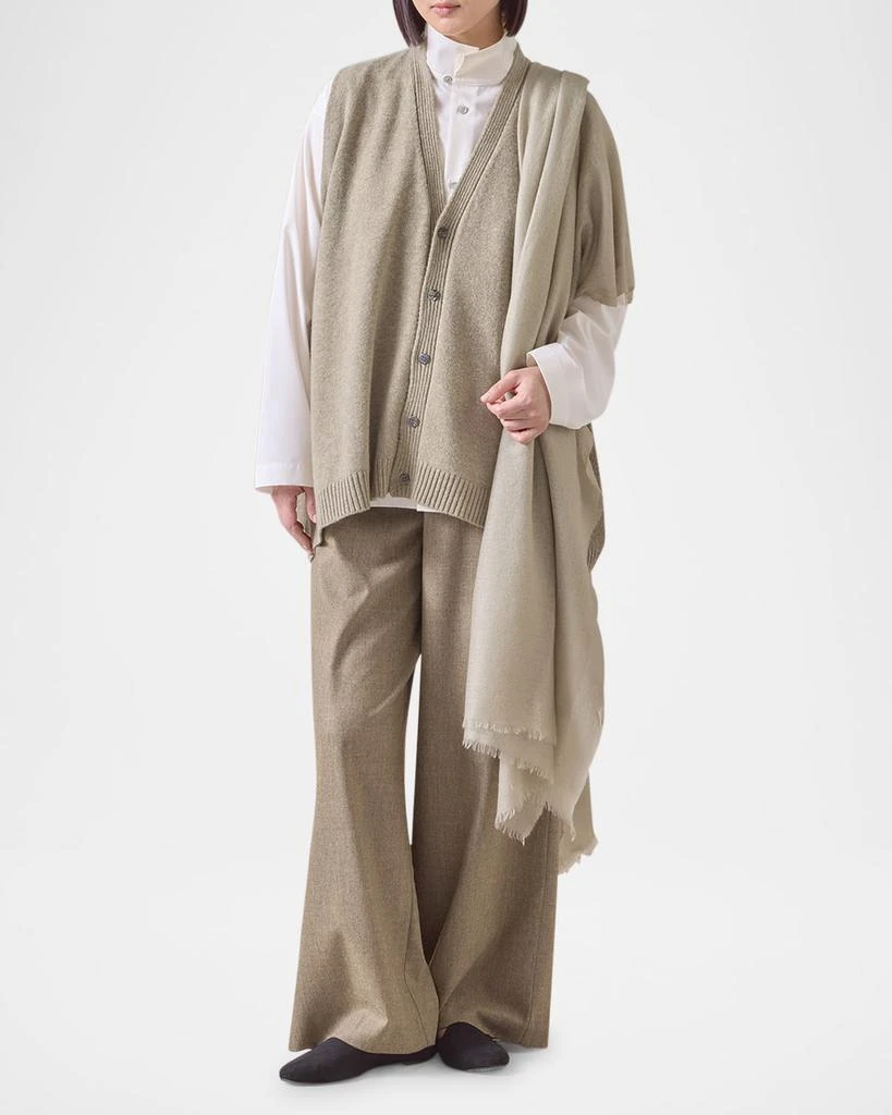 Eskandar Cashmere A-Line Sleeveless V-Neck Cardigan (Mid Plus Length) 2