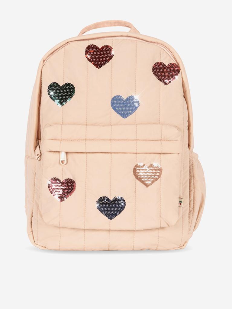 Konges Slojd Girls Juno Quilted Sequin Heart Backpack in Pink (34cm)