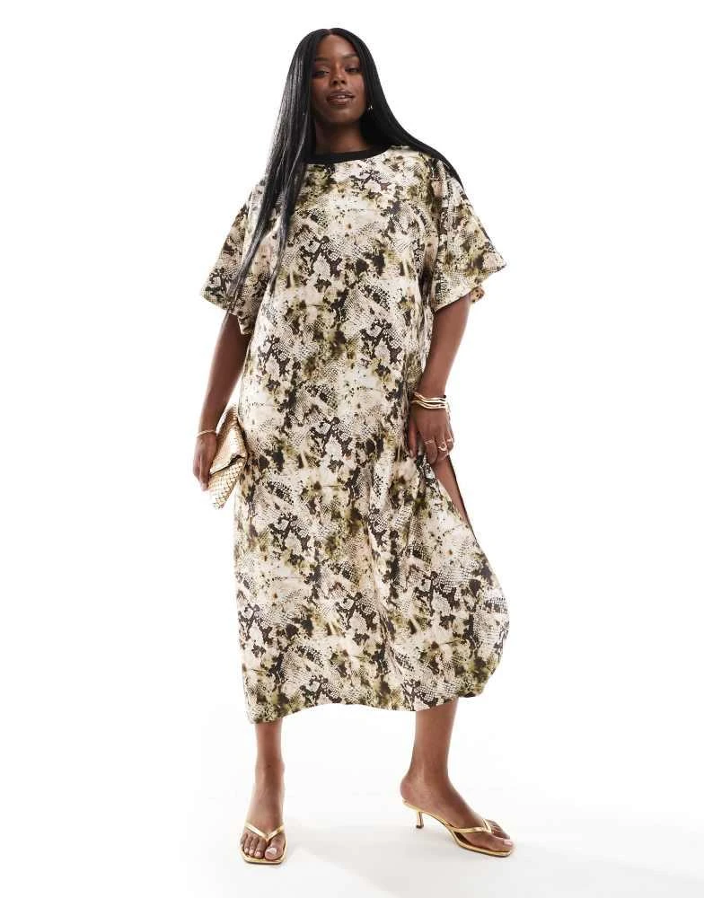 asos midi t shirt dress ASOS DESIGN t-shirt midi dress with shirred bust in cream and taupe stripe