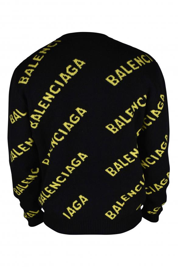 Balenciaga Men s luxury sweater balenciaga black and yellow logo knit sweater Knitwear BeyondStyle