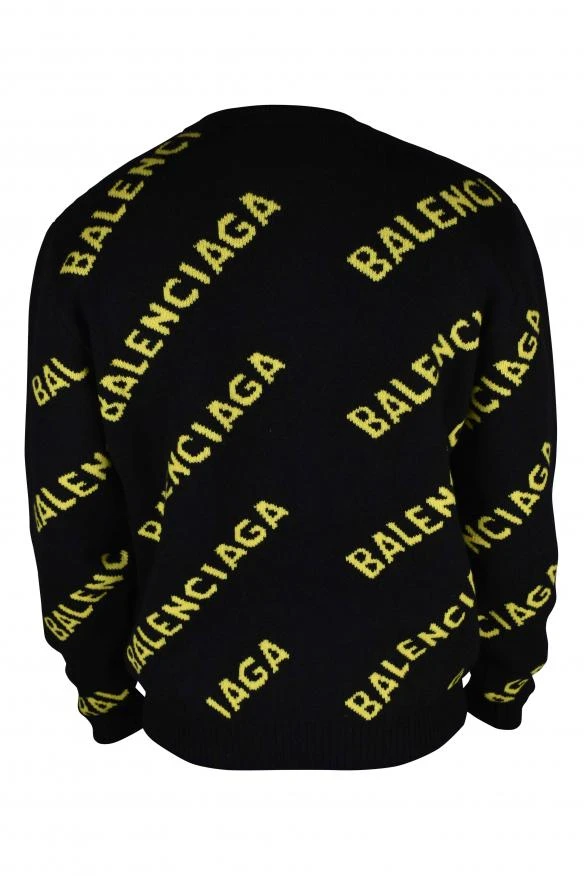Balenciaga Men's luxury sweater balenciaga black and yellow logo knit sweater 4