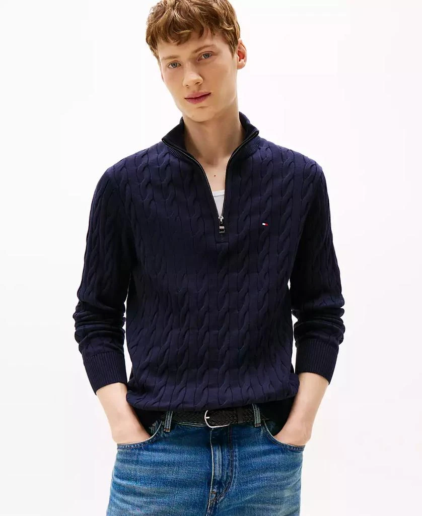 Tommy Hilfiger Men
s Long-Sleeve Cable Knit Quarter-Zip Sweater