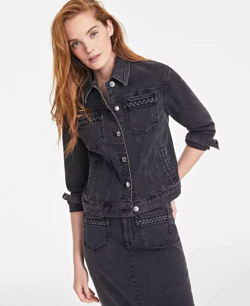 On 34th Women's Braided-Trim Trucker Denim Jacket, Exclusively at Macy's 1
