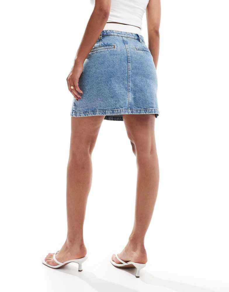 ASOS ASOS DESIGN denim mini skirt with boxer waistband in bleach wash 3