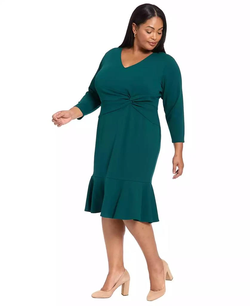 London Times Plus Size Side-Knot 3/4-Sleeve Dress 7