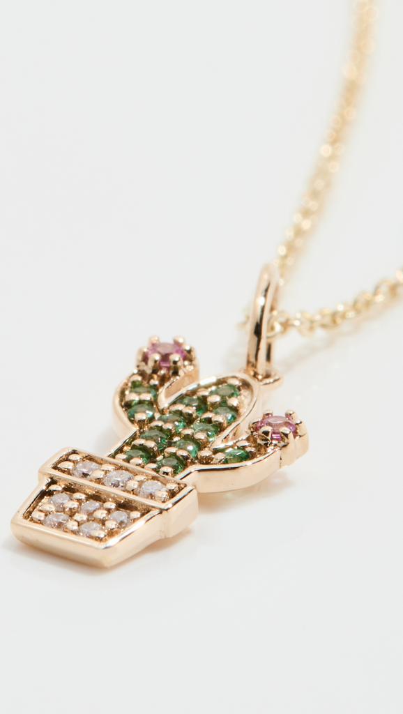 【Sydney Evan】14k Small Potted Cactus Necklace Shop Sydney Evan 14k Gold & Emerald Cactus Charm