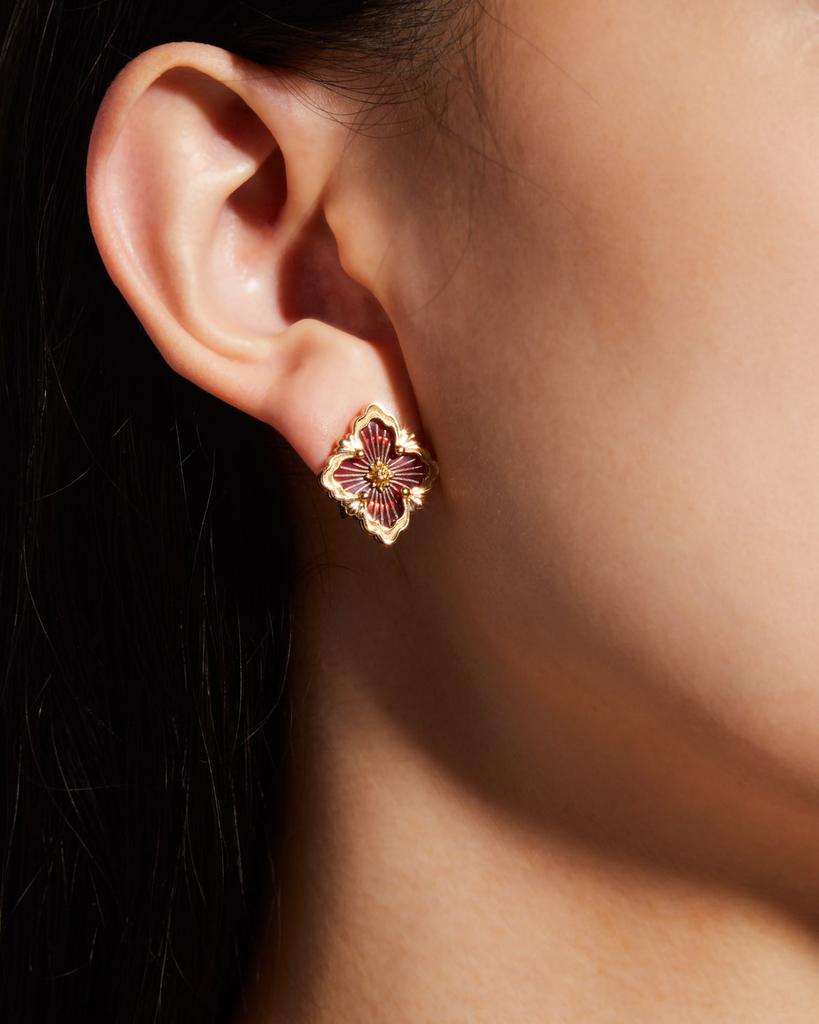 Buccellati Opera Tulle 18K Gold Red Enamel Earrings