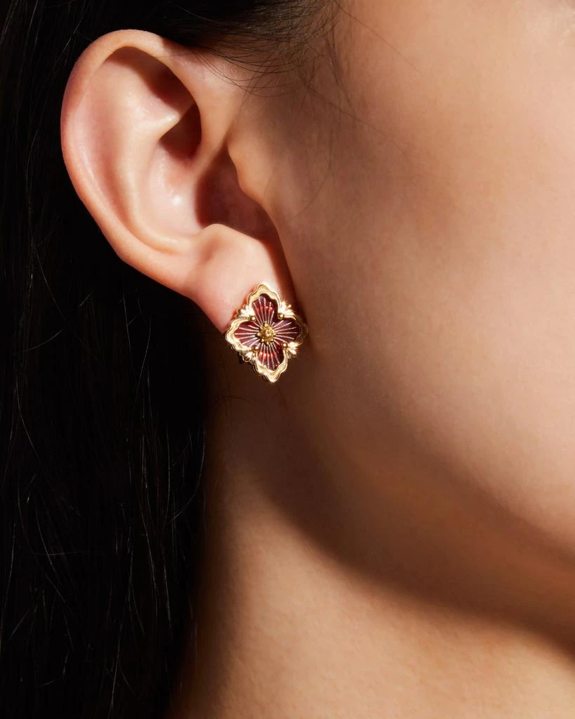 Buccellati Opera Tulle 18K Gold Red Enamel Earrings 2